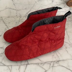 LL Bean Tan Quilted Slipper Bootie Shoes